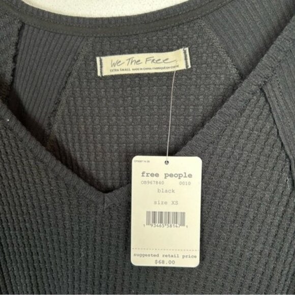 Free People  Santa Clara Long long Sleeve V-neck Black, NEW… - Picture 7 of 8